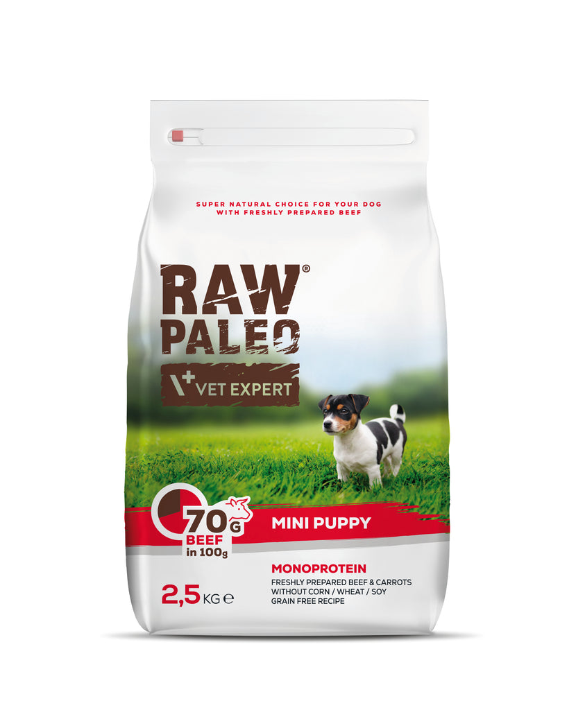 Raw Paleo Puppy Mini Beef 2.5kg dry beef food for puppies of small b
